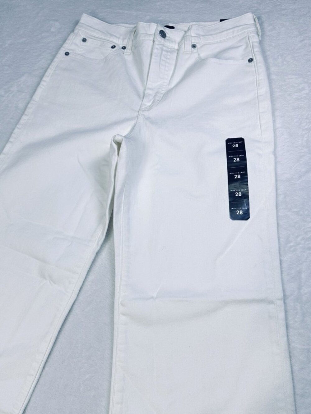 J.Crew The Wide-Leg Cropped Jean White 28 High Rise Stretch Raw Hem Denim NWT - Picture 3 of 13